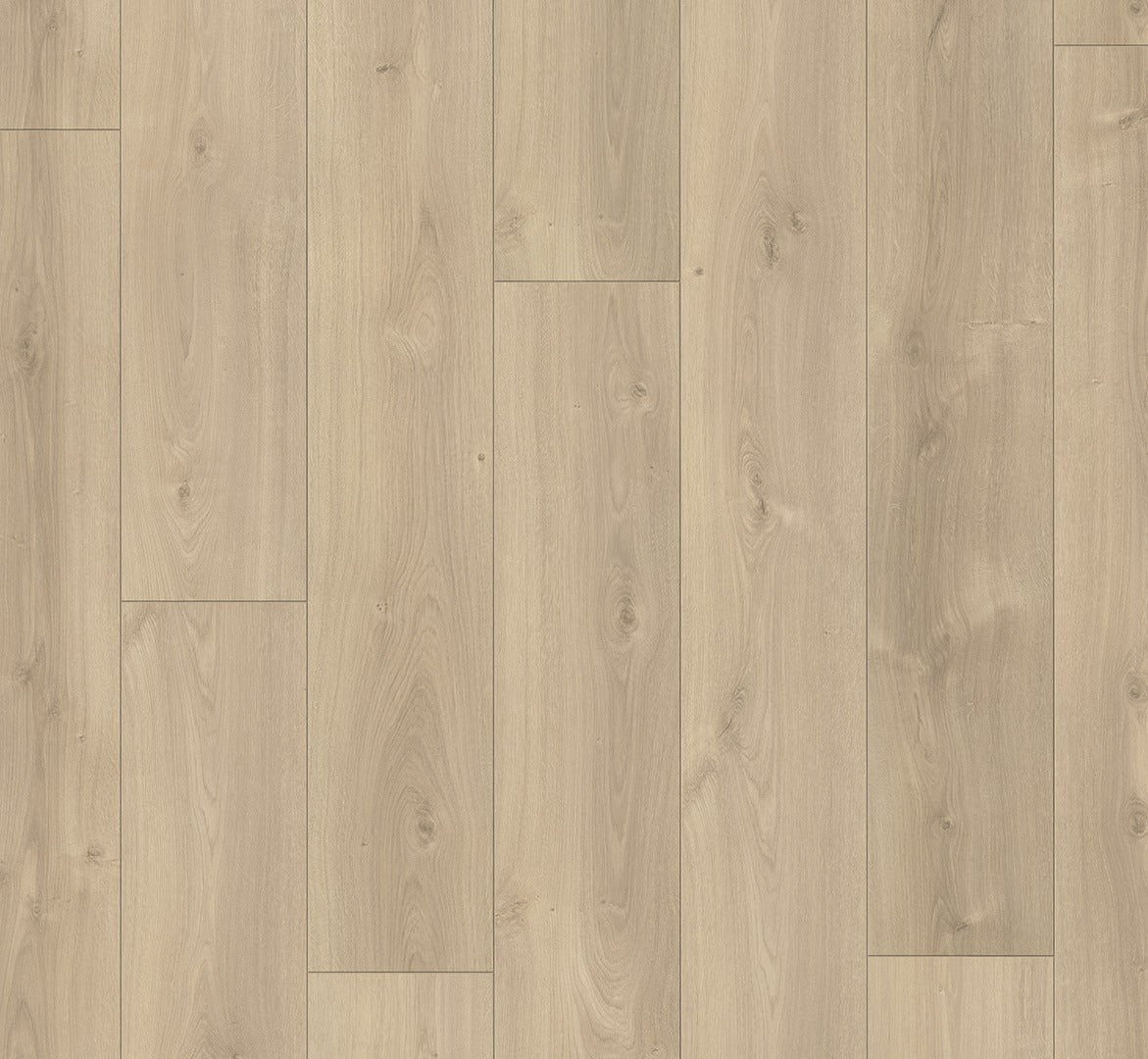 Lähikuva Parador Trendtime 6 Oak Avant sanded -laminaattilattian puukuvioinnista ja saumoista ylhäältä päin